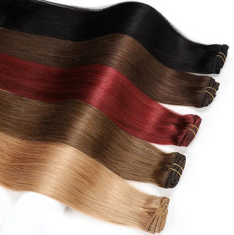 Women's long silky Straight wig black gradual/red wig / dark brown head cover 24inch Hair Weave Extensions