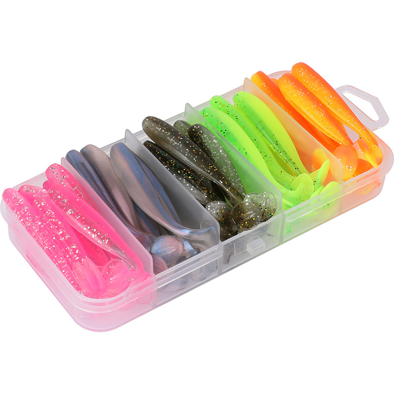 50pcs T Tail Paddle Tail Baits 5cm 5.5cm 6cm 7cm ,Artificial Wobbler Bass Minnow Lure Silica