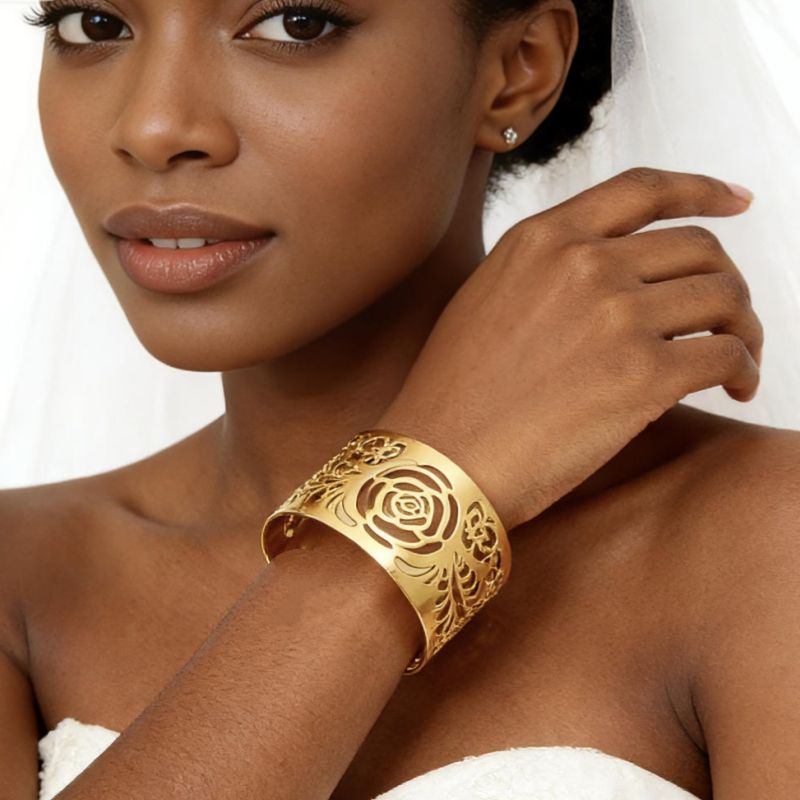 Fashionable Exaggerated Metallic Smooth Hollowed-Out Pattern Bracelet CRRSHOP women jewelry