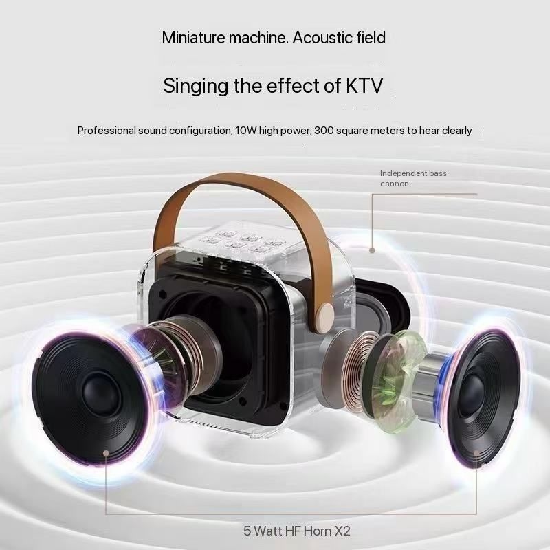 Intelligent KTV Bluetooth Speaker: Double Microphone Color Lights Create KTV Atmosphere, Portable Entertainment New Experience