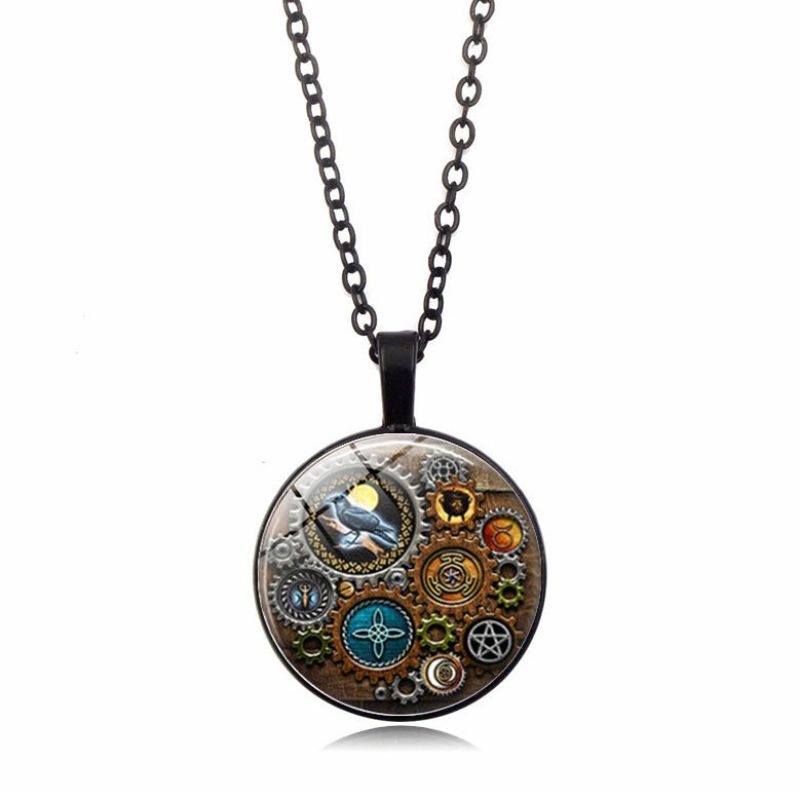 Mechanical Time Gemstone Pendant Necklace CRRSHOP free shipping