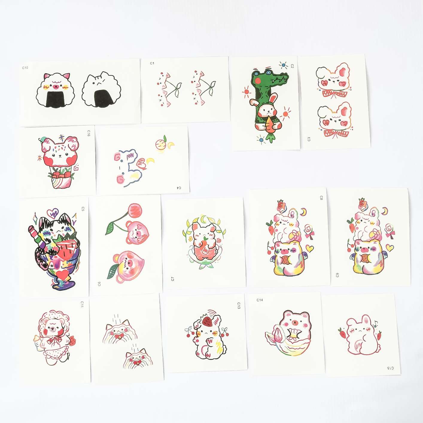 Girly Cute Colorful Cartoon Tattoo Sticker 