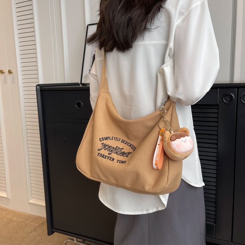 YJX-2306 Women's Spring New Fashion Solid Color Shoulder Bag Letter Print Canvas Bag