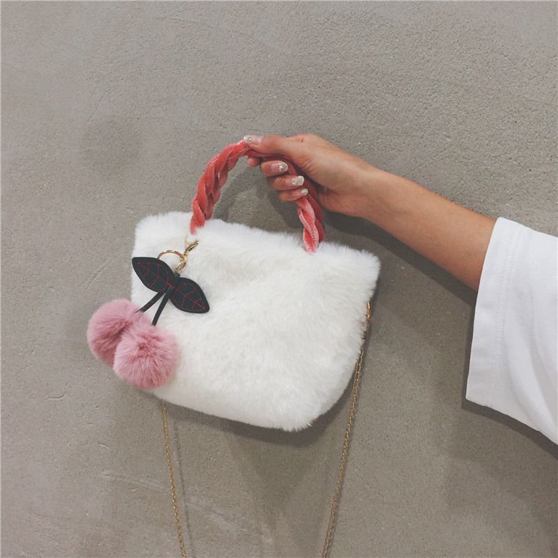 Women's Winter Fashion New Plush Bag, Magnetic Buckle Portable Small Bag