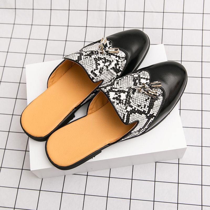 Youth Men Leisure Cool Mules Man Summer Slippers Fashion Casual Leather Loafers Flats Shoes Pu Breathable Slip On Footwears For