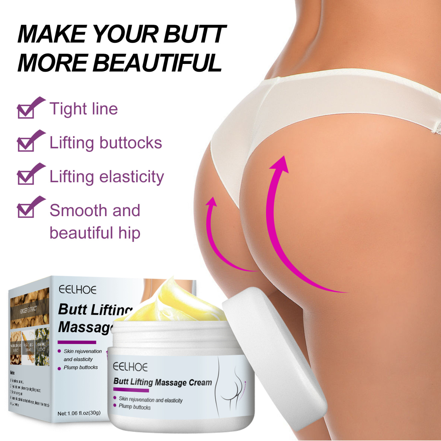 Buttock Enlargement Cream Hip Lift Up Sculpts Plump Lift Up Sexy Big Butt Enhancer Firm Skin Cream