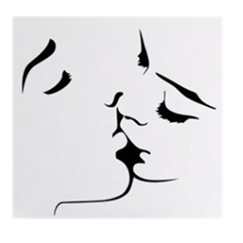 AW9388 1pcs Kissing Man Woman Wall Sticker Mural Wall Decal for Bedroom Decoration Black
