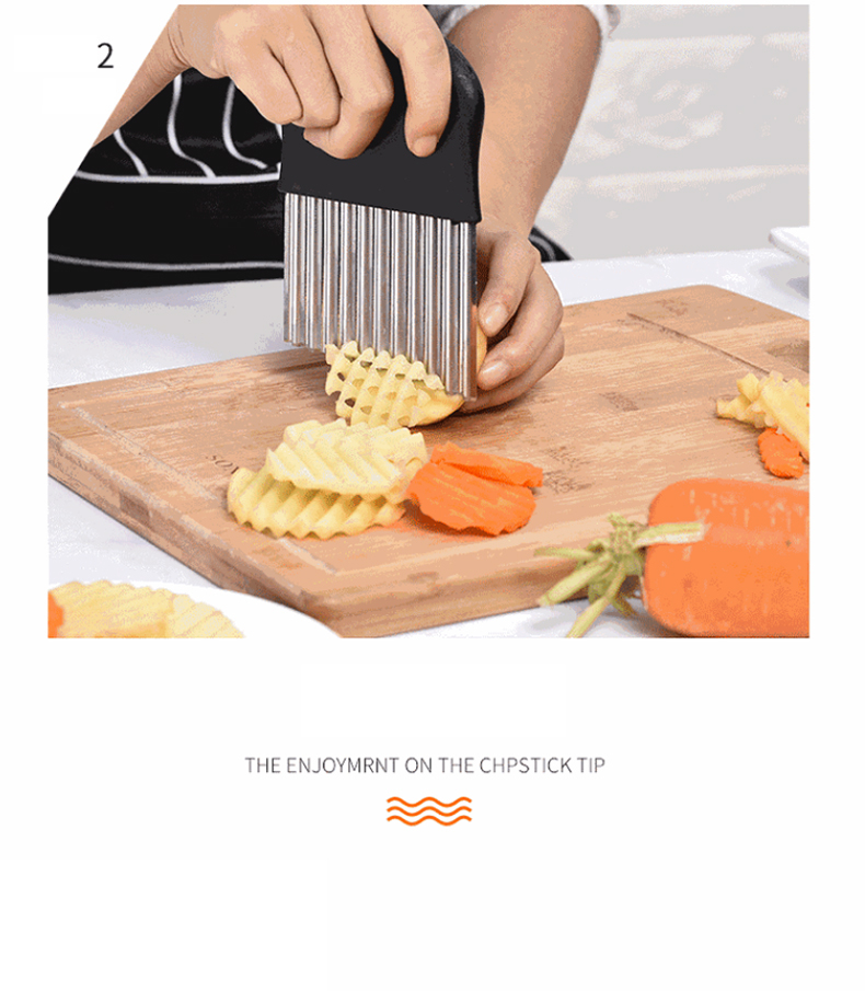 Potato Crinkle Cutter, Stainless Steel Crinkle Cutting Tool, Potato Fry Cutter, Kitchen Vegetable Wavy Blade Cutter, Vegetable Strips Salad Fruit Chopping Knife