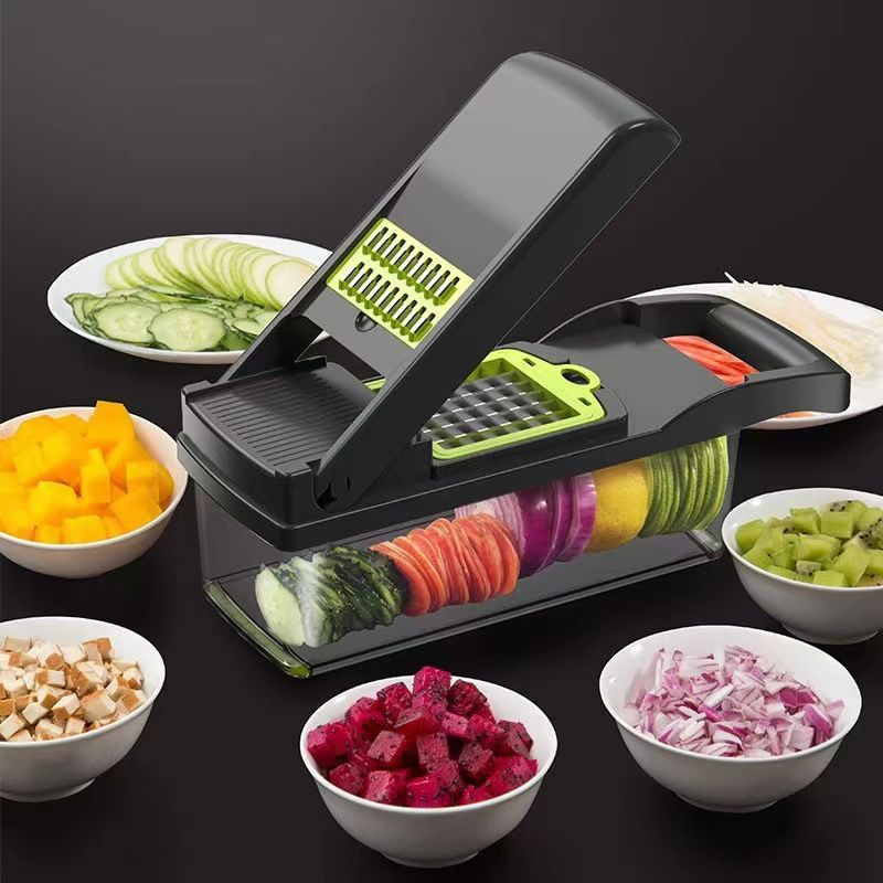 Multifunctional 16 in 1 Vegetable Cutter Fruit Potato Peeler Carrot Grater Kitchen Gadget Accessories Basket Drain Basket