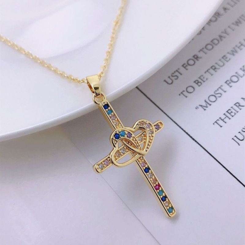 Love Cross Pendant Necklace，Advanced feeling necklace CRRSHOP high grade jewelry women 