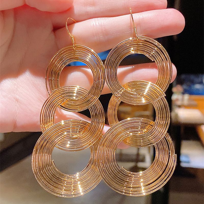Geometric multi-layer metal circle earrings New trend Exaggerated earrings free shipping
