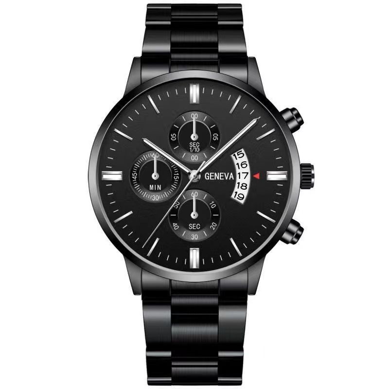 Calendar steel band watch men's large dial quartz watch men's watch foreign trade men's watch