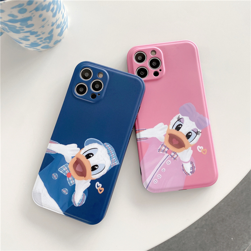 Creative Sketch Cartoon Duck Phone Case for iPhone 12 Cute Anime Character IMD Soft Cover for iPhone 11/7/8/X/XR/XS/MAX