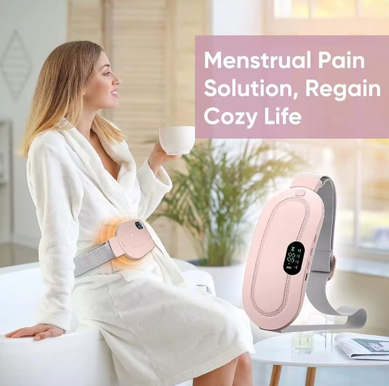 Rechargeable Cordless Waist-Heating Belt Menstrual Belly Pad 3-Speed Massager for Women