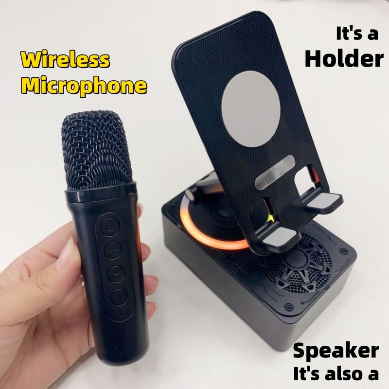 New phone holder, Bluetooth speaker, multifunctional, rotatable, foldable, desktop speaker, wireless microphone speaker