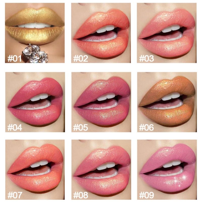 Lipstick Shiny metal pearl gilt color changing lipstick makeup 
