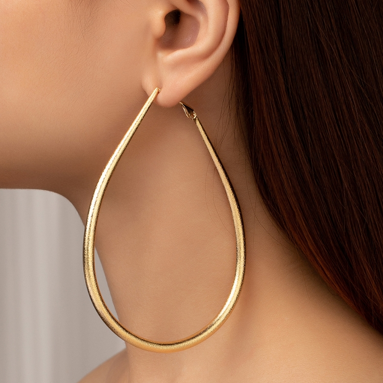 Gold Exaggerated earrings Europe and America Metal egg shaped Ear ring female New Fashion Earrings Ear jewelry CRRSHOP women beauty jewelry birthday gift