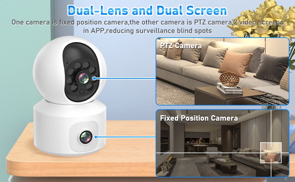 Indoor Pan/Tilt Smart Security Camera, 1080p HD Dog-Camera,2.4GHz with Night Vision,Motion Detection for Baby and Pet Monitor, Cloud & SD Card Storage, Works with Alexa& Google Home (EC70), White