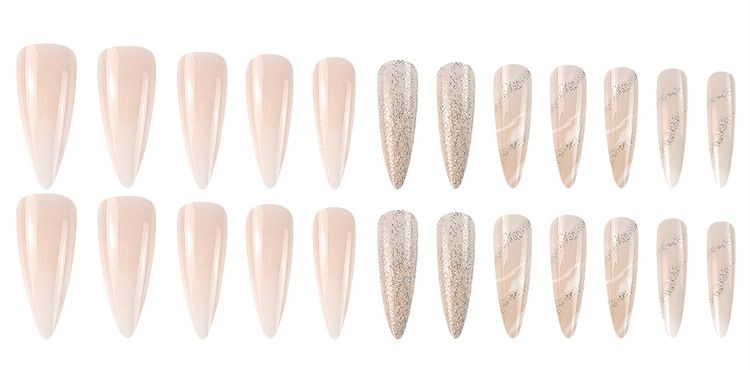 Women Make Up Fake Nail Long Style Pink Color 