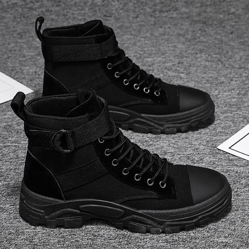2025 New men's high-top canvas Dr. Martens boots, winter Korean style trendy casual workwear boots, men's trendy shoes