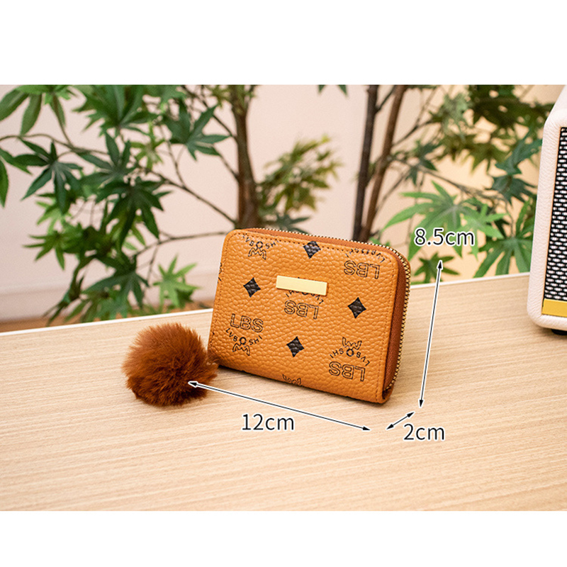 #1599 women's alphabet iron design card holder hairball hanging wallet elegant girl coin purse