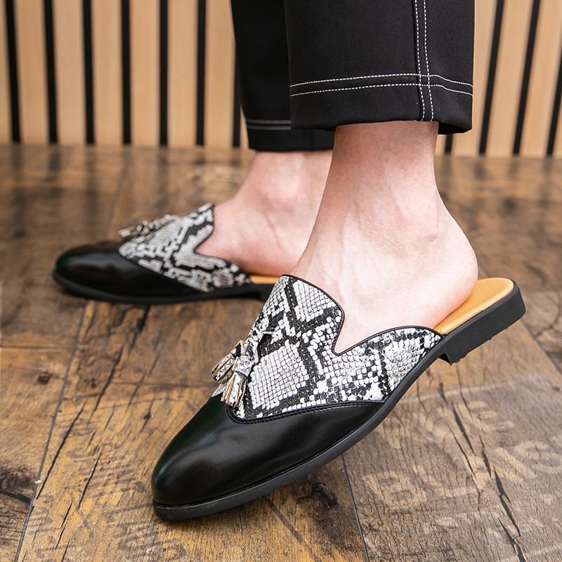 Youth Men Leisure Cool Mules Man Summer Slippers Fashion Casual Leather Loafers Flats Shoes Pu Breathable Slip On Footwears For