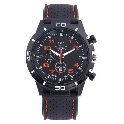 Popular fashion sports men's watch, car line strap, silicone student watch