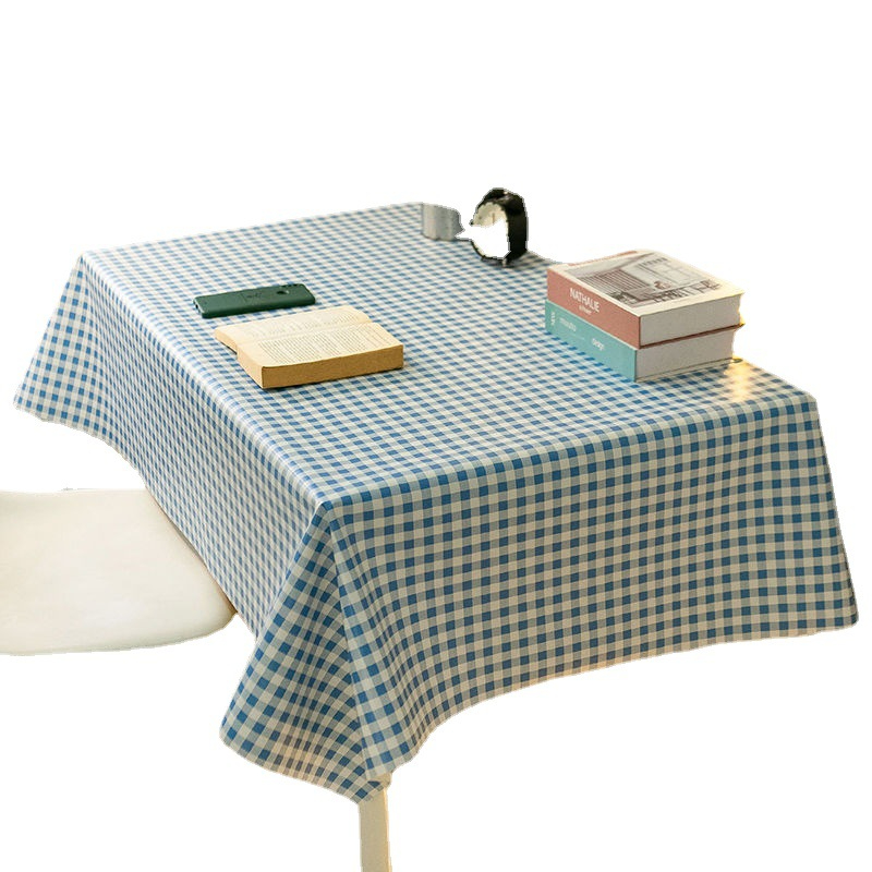 Plastic PVC Thick rectangula grid printed tablecloth Waterproof Oilproof Home kitchen dining Table colth Cover 

