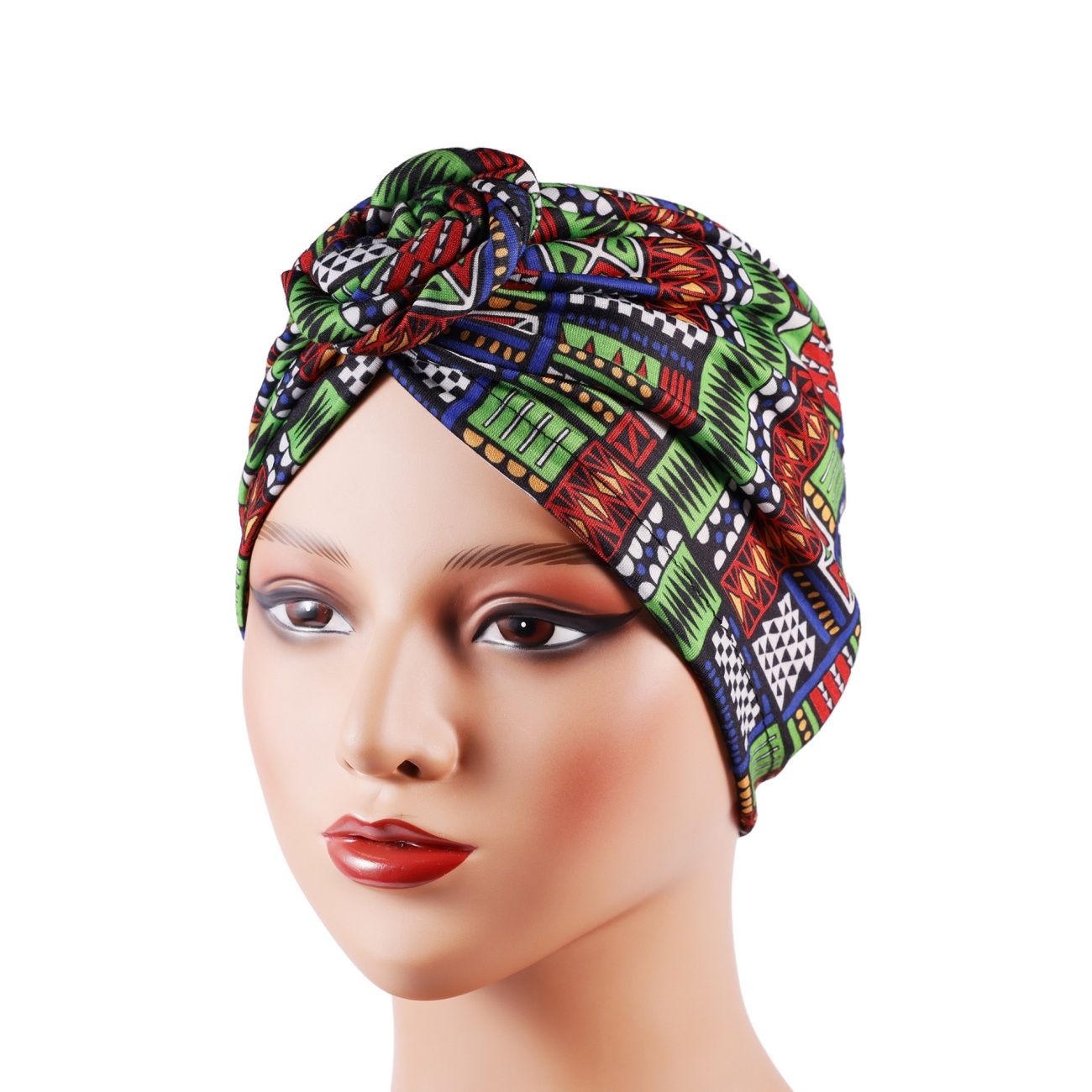 African style swirl knotted turban hat cap fashion decorative hat
Green