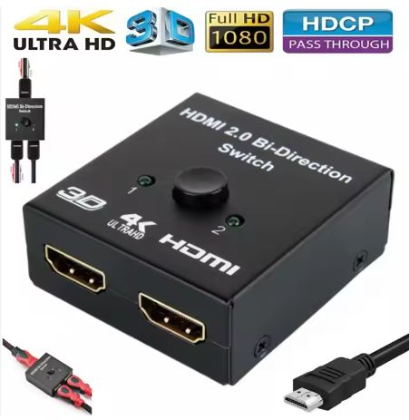 4K 60HZ Bi Direction HDMI 2.0 Bi-Direction Switch 2x1 1x2 Bi-Directional HDMI Switcher Splitter 2 in 1 Out Converter HDCP 3D