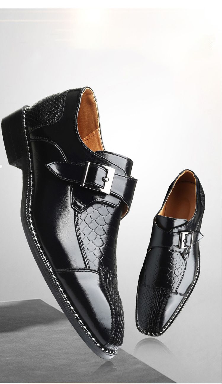 Spring new business casual men's shoes: British pointed-toe leather shoes, men's belt-buckle trendy shoes, men's cross-border shoes