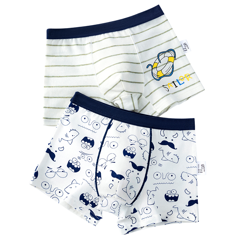 2pcs/lot Green Boy Underwear Boxer All Seasons Boy Cotton Underpanties Kids Clothes 3 4 6 8 10 12 14 Years OldDolphins