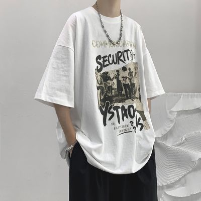 Men's Summer Graffiti Print Top Loose Round Neck T-Shirt