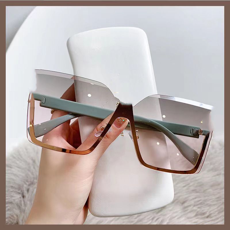 58163X Women's New Fashion Half Frame Metal Sunglasses UV Resistant Sunglasses