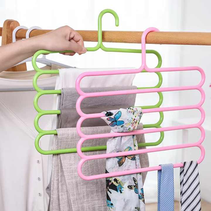 AUNONT Multifunctional magic S-shaped multi-layer pants rack, pants hanger, wardrobe storage rack, pants hanger, pants clip