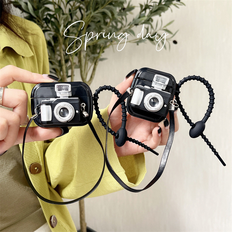 2022331 Retro Stereo Camera Earphone Case Suitable for airpods 1/2 Wireless Bluetooth Protective Sleeve 3 Pro Headphone Case