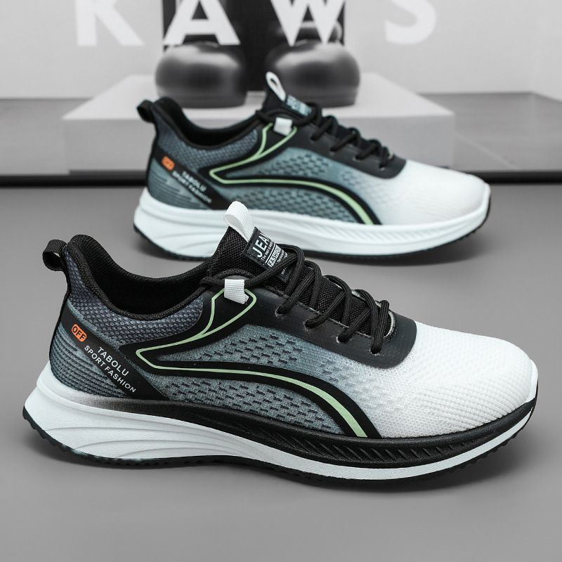 Flying mesh running shoes men 2024 new Korean version of the trend men's sports shoes low top color matching shoes men 913