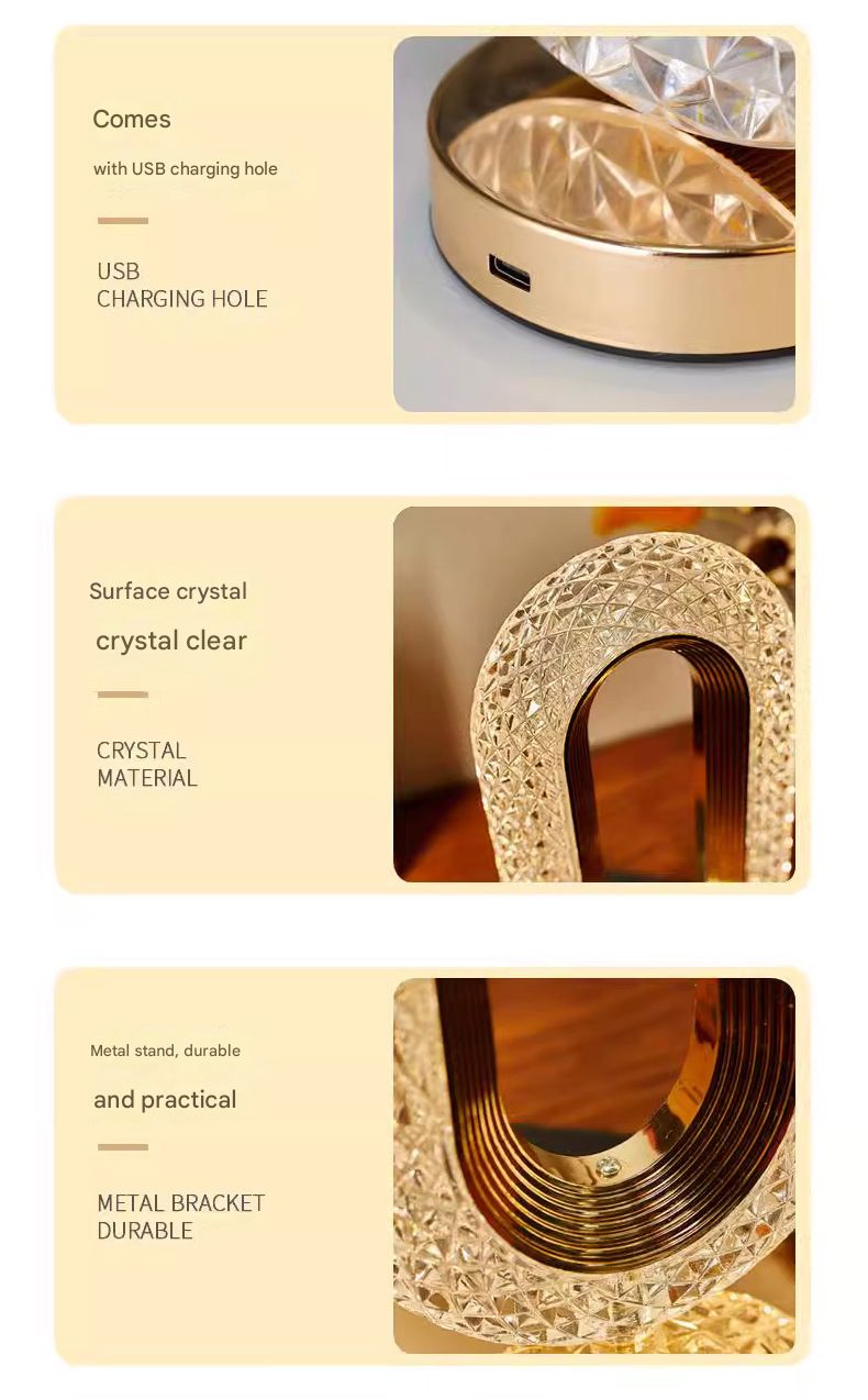 Crystal ring decorative lamp high-end light luxury room living room table lamp touch sensor atmosphere lamp night light