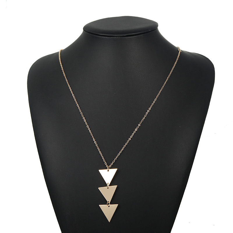 xz28 Bar Long Necklace Charm Three Triangle Arrow Pendant Necklace Gold Fashion Y-Necklace Jewelry for Women and Girls Gifts