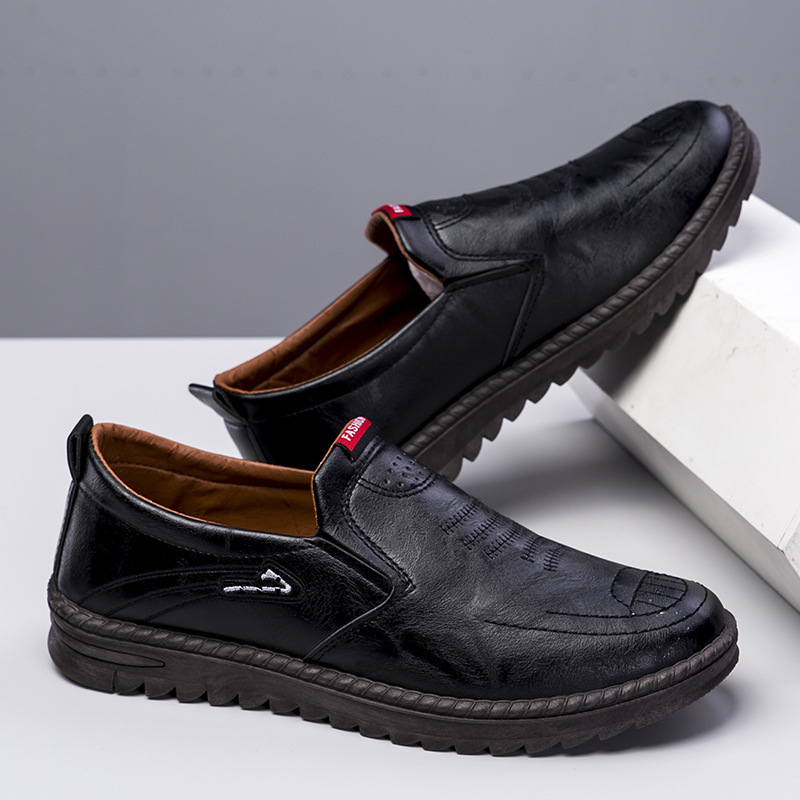 001 Non-Slip Genuine Leather Footwear Spring and Summer Men's Casual Shoes Breathable Handmade Leather Shoes
