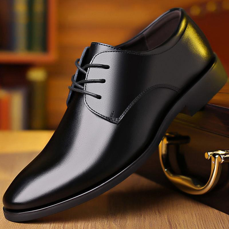 866 Men's Breathable Leather Shoes Black Soft Leather Soft Bottom Man Men's Business Formal Wear Casual Shoes