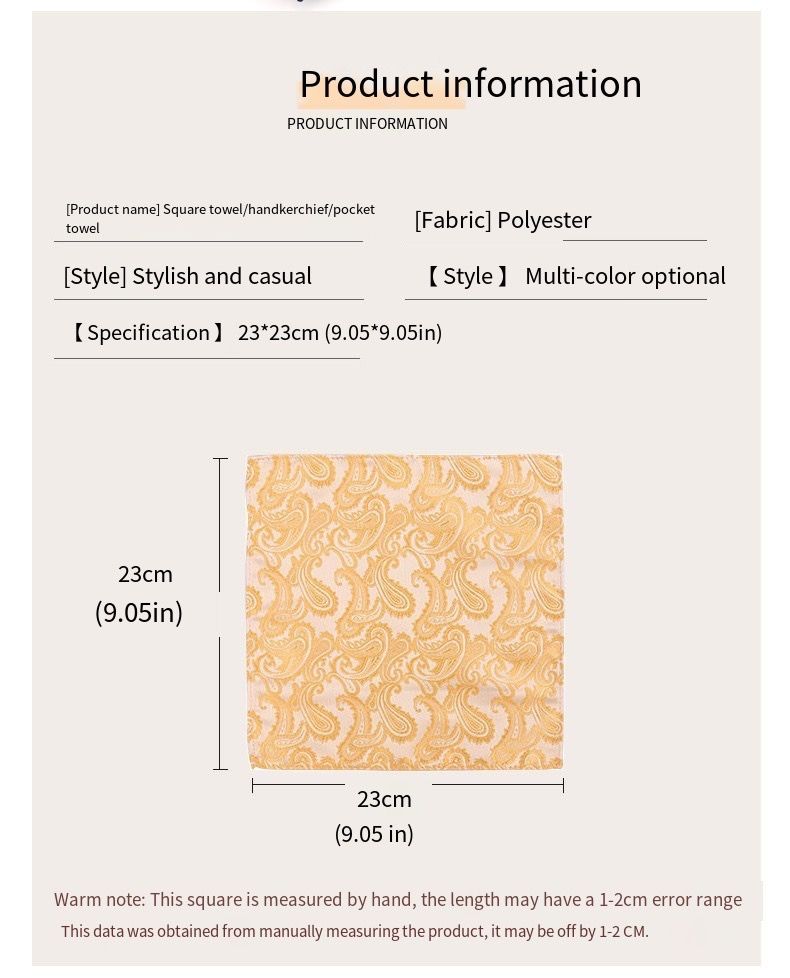 Men's suit pocket towel Business banquet dress accessories small square towel Fashion British European handkerchief