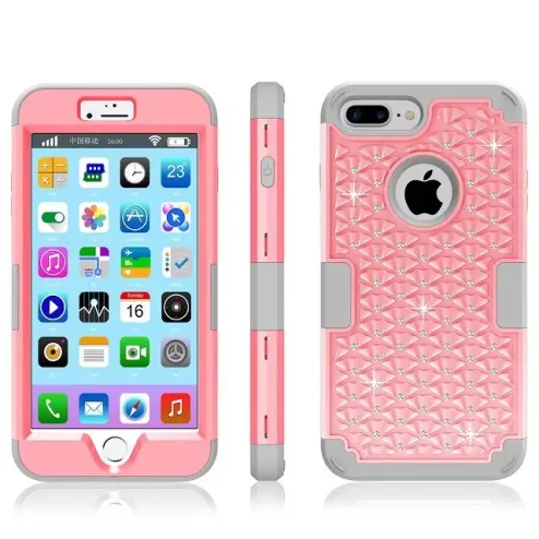 Rhinestone Shockproof Armor Phone Case For iPhone 7 iPhone 8 iPhone 7 Plus  iPhone 8 Plus Silicone+PC Hybrid Phone Cover Shell |Tospino online shopping  platform in GhanaTospinoMall Ghana online shopping