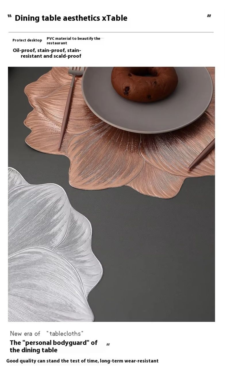 PVC hot stamping placemat flower shape table mat insulation pad washable waterproof and anti-scalding