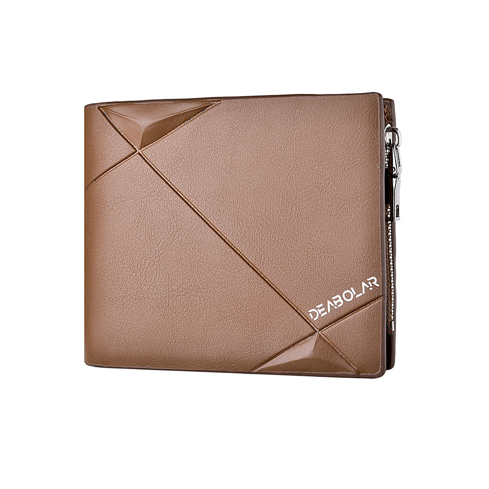 k3216 Business Men Tri-fold PU Short Wallet Fashion Men Wallet with Zipper Coin Pocket Ultra Slim Men Card Wallet