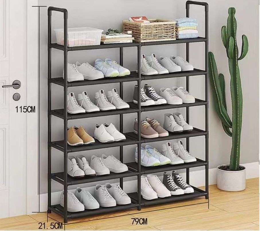 Shoe Rack, Free Standing Shoe Racks for Indoor & Outdoor 6 Layers - 2 Rows - Shoe Racksblack