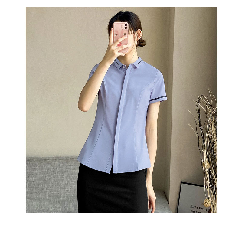 Womens Comfort Short Sleeve Office Chiffon Elegant Casual Button Down Shirts