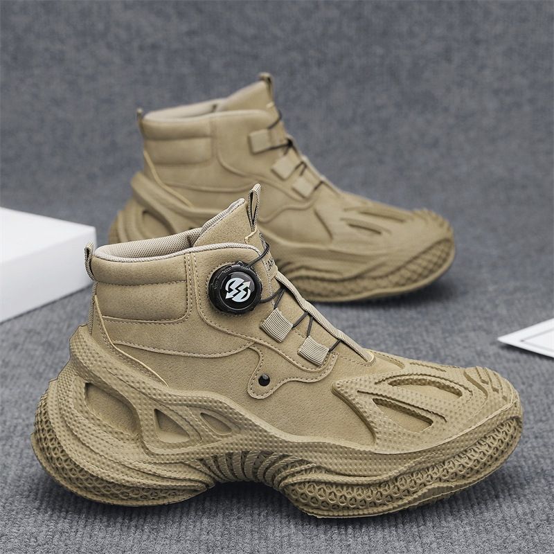 Rotating button dad shoes for men, 2025 new high-top sports shoes, thick-soled height-increasing casual shoes, autumn and winter trendy shoes