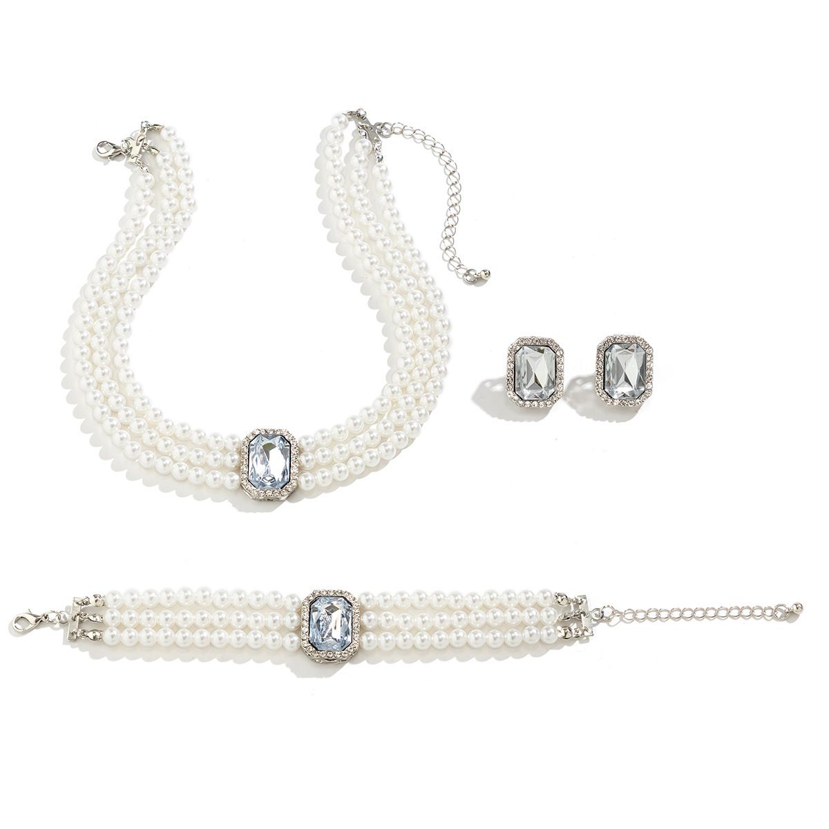 Light luxury high-end pearl necklace set, Christmas gift, friend giftSilver