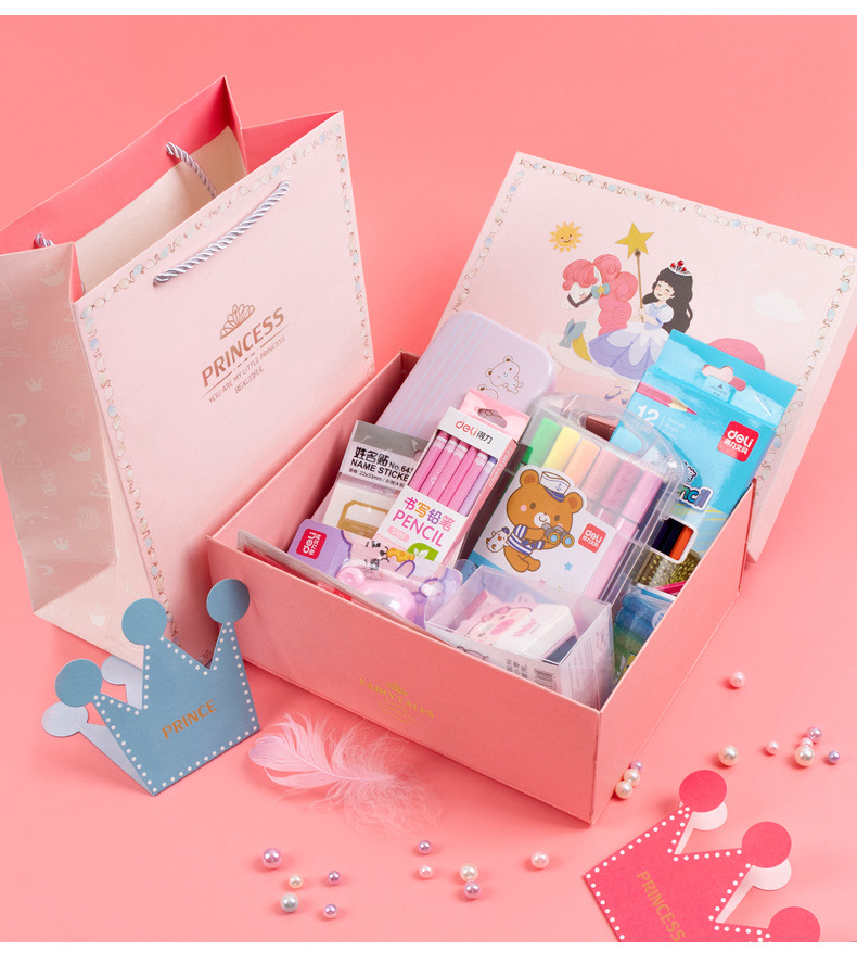 Deli stationery set student school supplies, primary school, junior high school, high school holiday gifts and gifts, exquisite three-dimensional starry sky gift box packaging, stationery luxury gift package